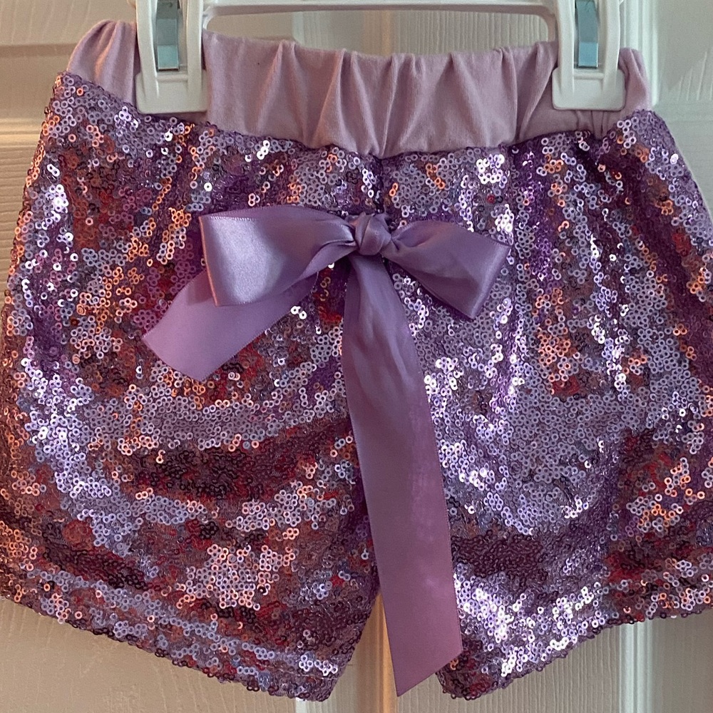 Purple Sequins Shorts